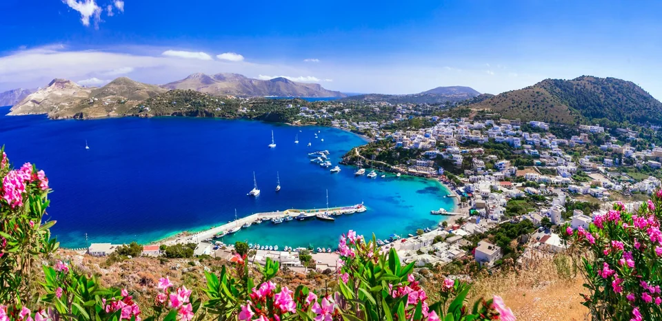 Coastal settlement and bay on Leros